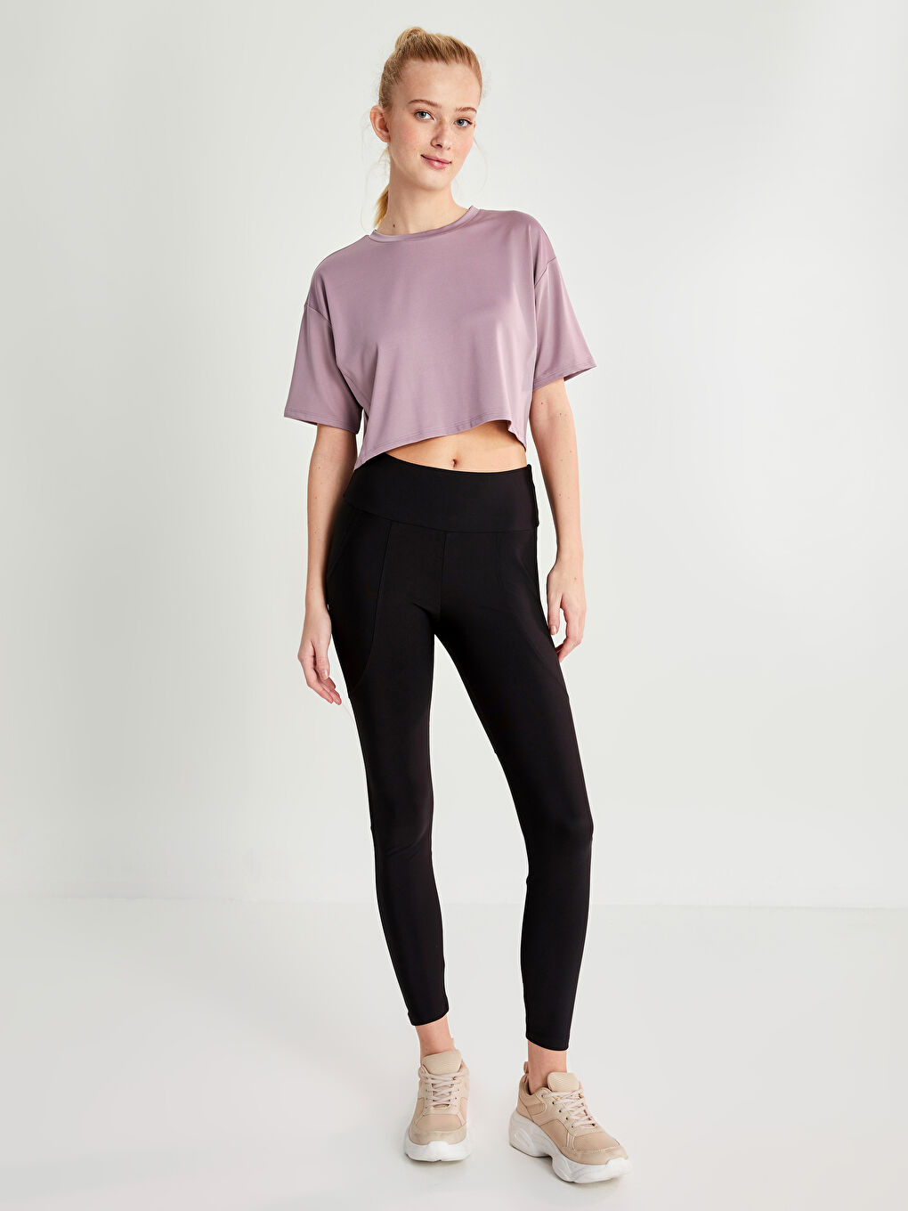 XSIDE ACTIVE Bisiklet Yaka Baskılı Kısa Kollu Kadın Crop -S2EA70Z8-QUF