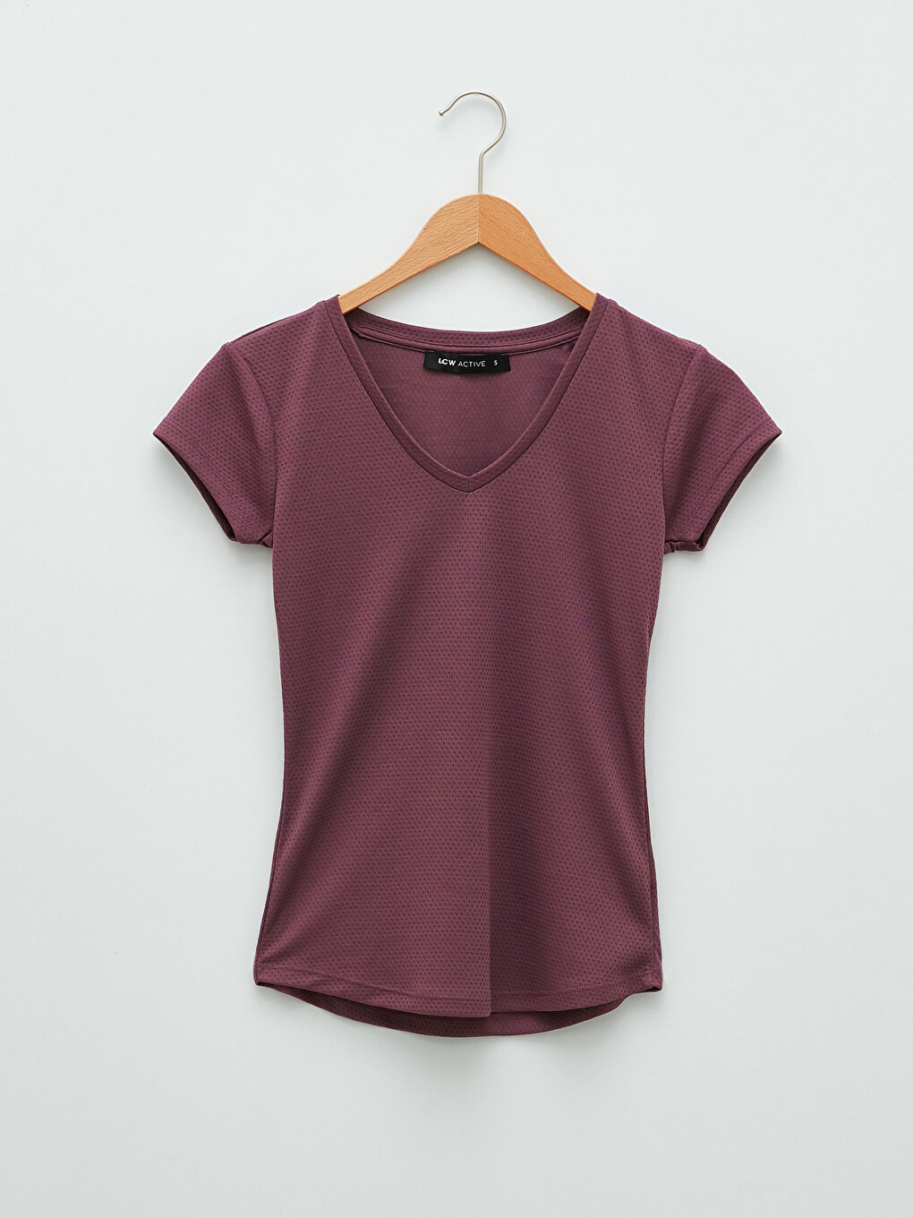 V-neck Self Patterned Short Sleeve Women's Sports T-shirt-4