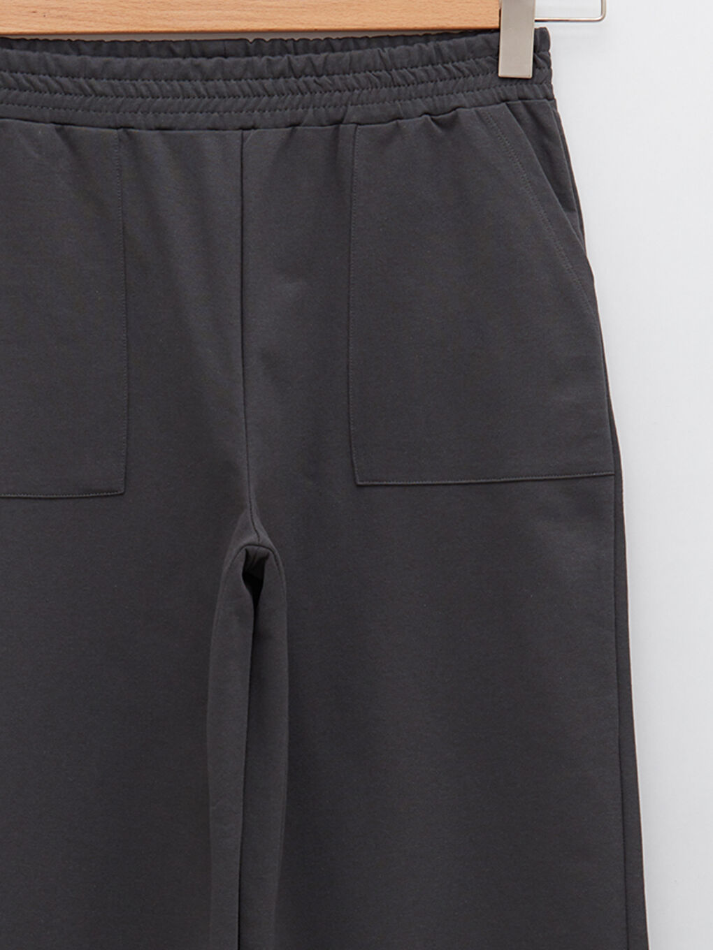 Elastic Waist Straight Pocket Detailed Wide Leg Women's Sweatpants-6