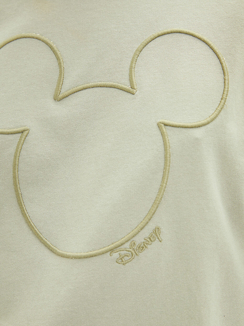 Yeşil Bisiklet Yaka Mickey Mouse Baskılı Kadın Sweatshirt Tunik-3