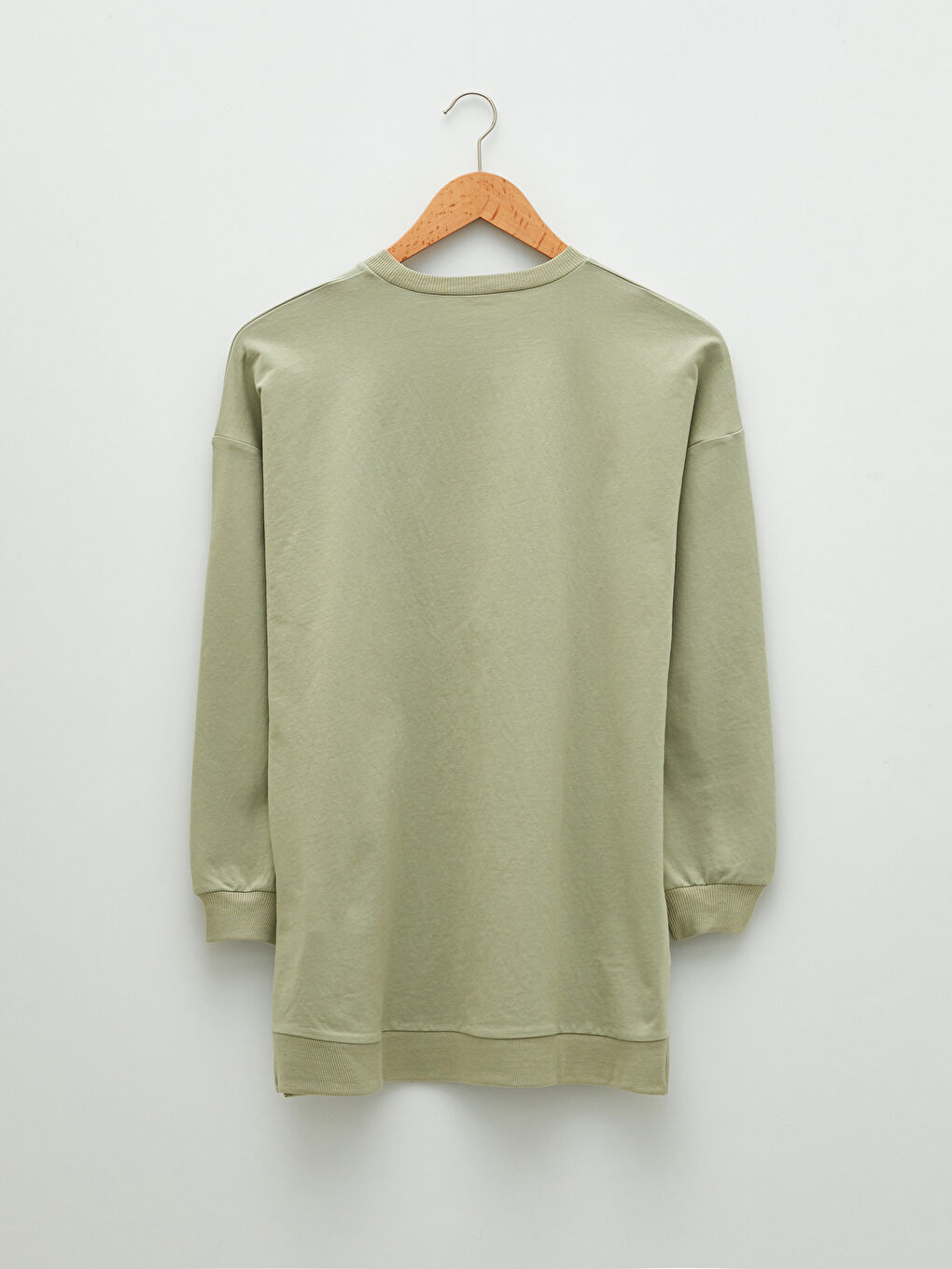 Yeşil Bisiklet Yaka Mickey Mouse Baskılı Kadın Sweatshirt Tunik-6