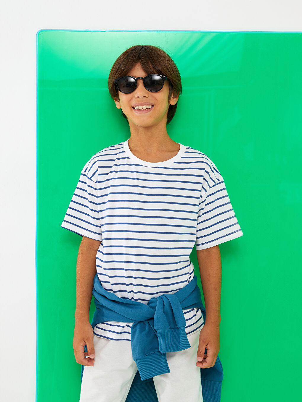 Crew Neck Striped Short Sleeve Cotton Boy T-Shirt