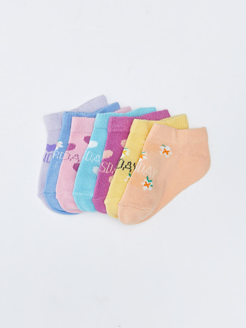 Patterned Baby Girl Booties Socks 7 Pack