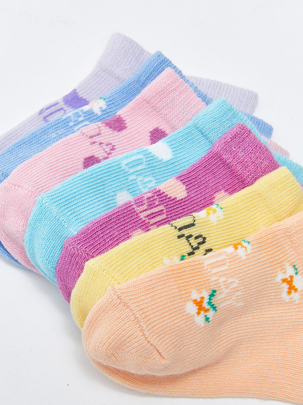 Patterned Baby Girl Booties Socks 7 Pack-2