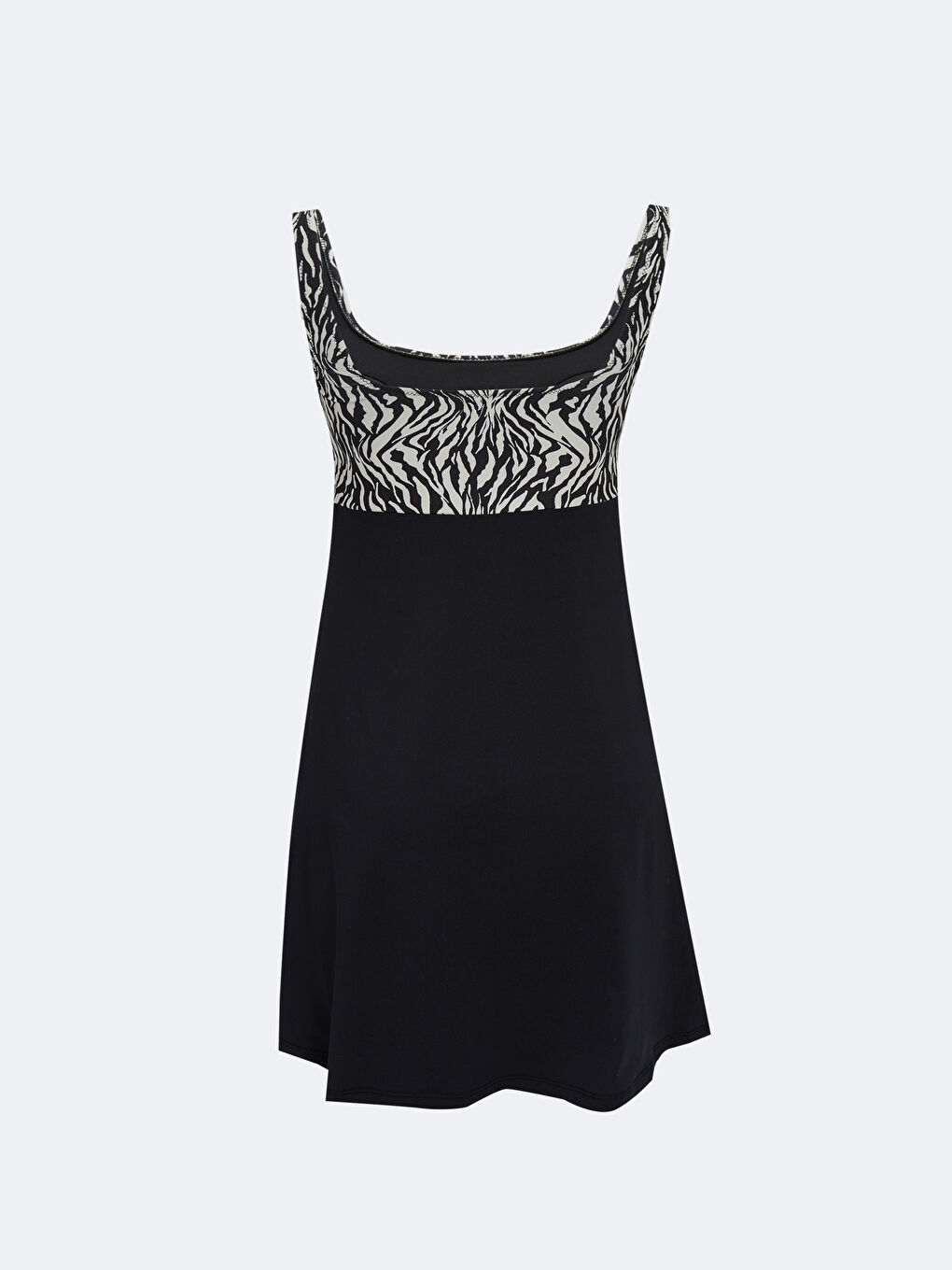 Bej Kare Yaka Desenli Kadın Mayo-6