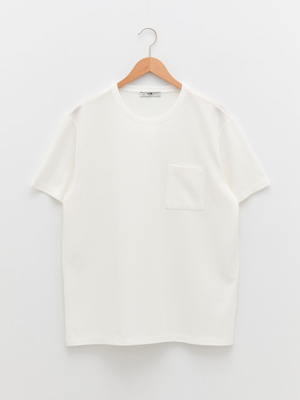 Ekru Bisiklet Yaka Kısa Kollu Erkek Tişört-5