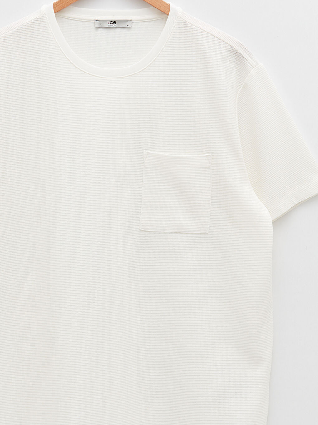 Ekru Bisiklet Yaka Kısa Kollu Erkek Tişört-7