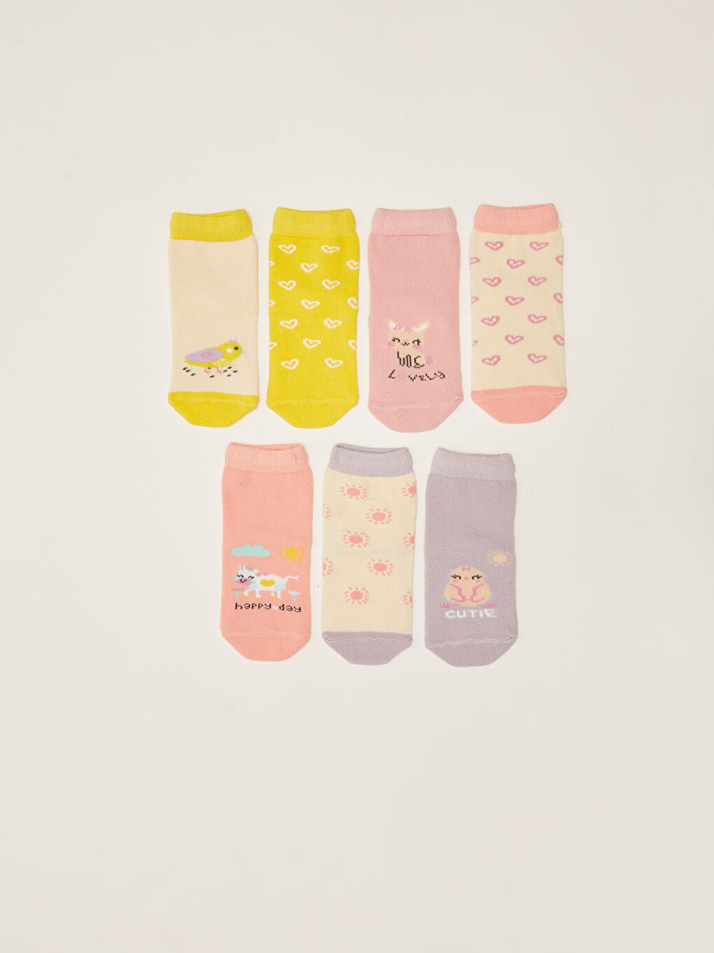 Printed Baby Girls Ankle Socks 7 Pack-1