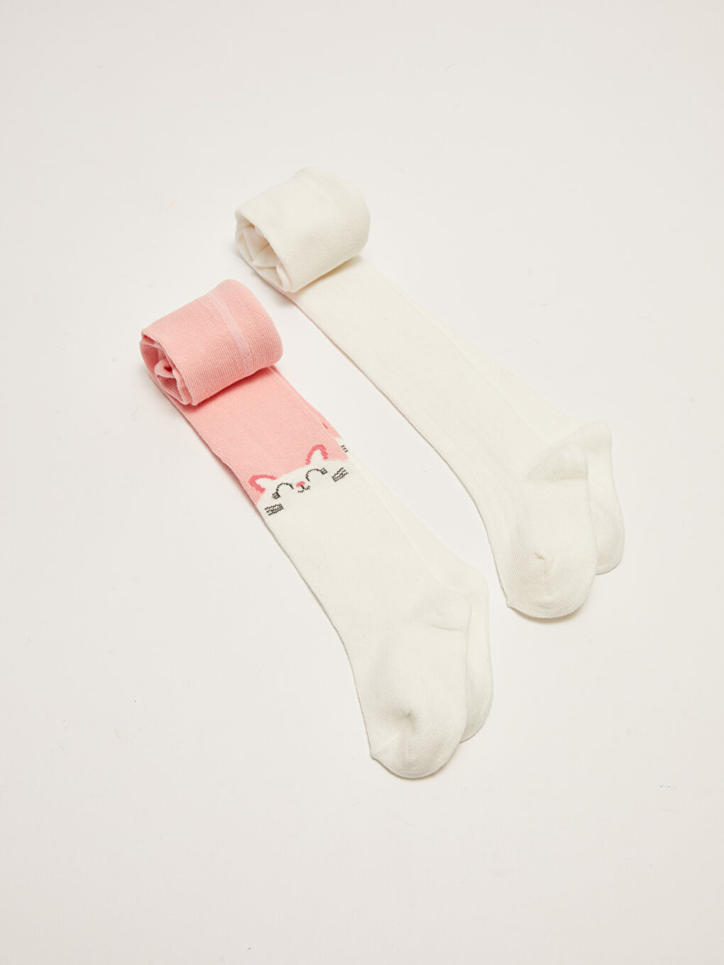 Pembe Beli Lastikli Kız Bebek Külotlu Çorap 2'li