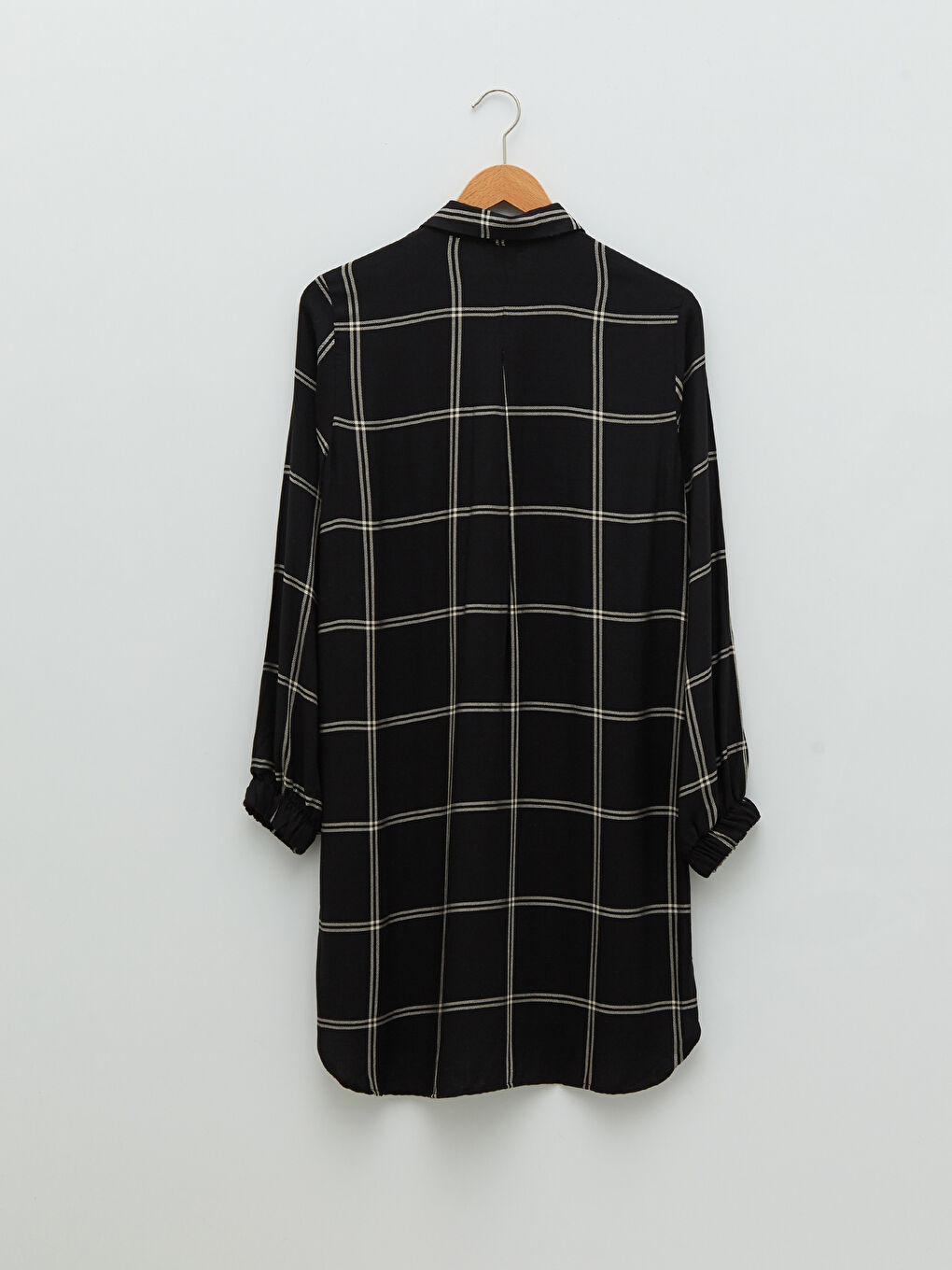 Karirana košulja tunika od viskoze s dugim rukavima za žene-5