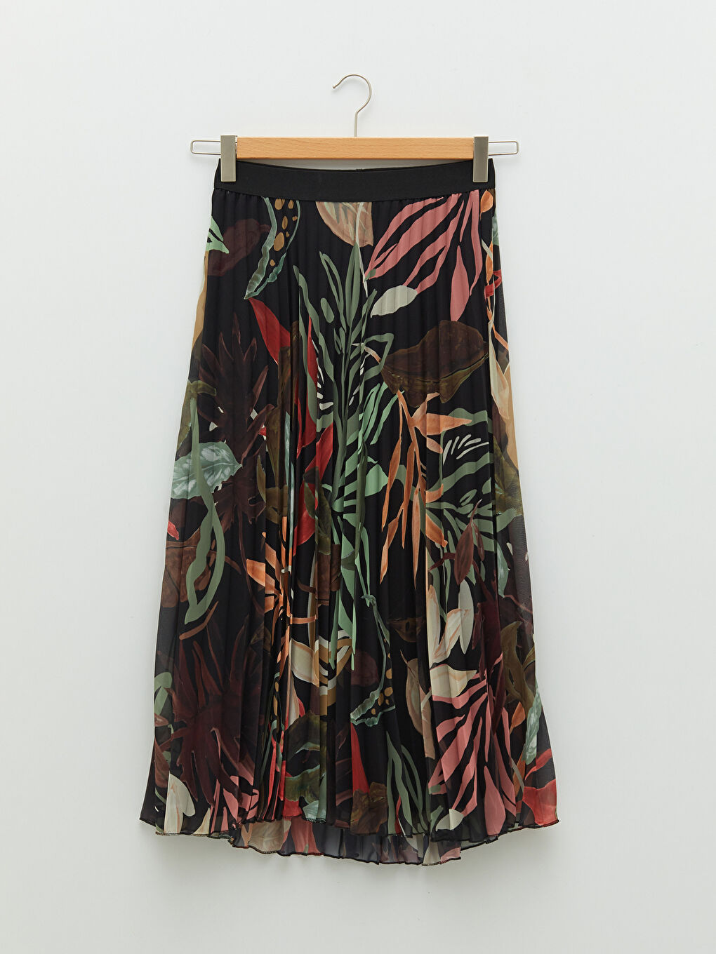 Elasticated Waist Patterned Chiffon Women's Pleated Skirt-5