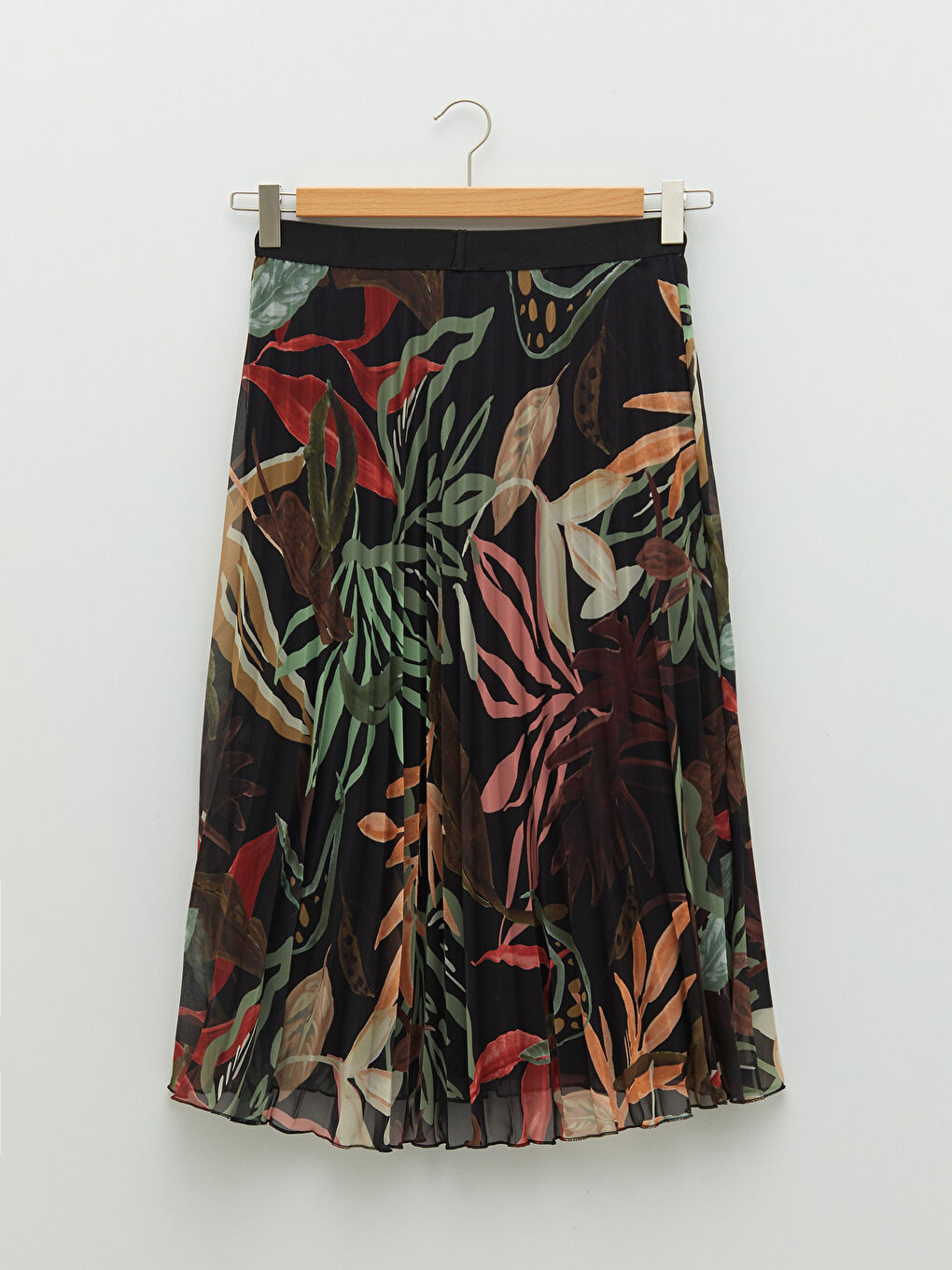 Elasticated Waist Patterned Chiffon Women's Pleated Skirt-6