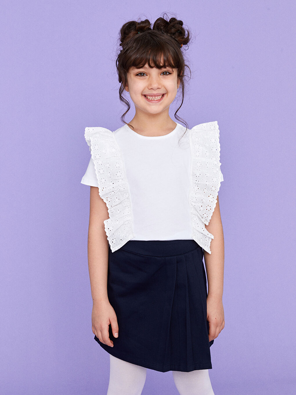 LCW Kids Lacivert Basic Gabardin Kız Çocuk Şort Etek