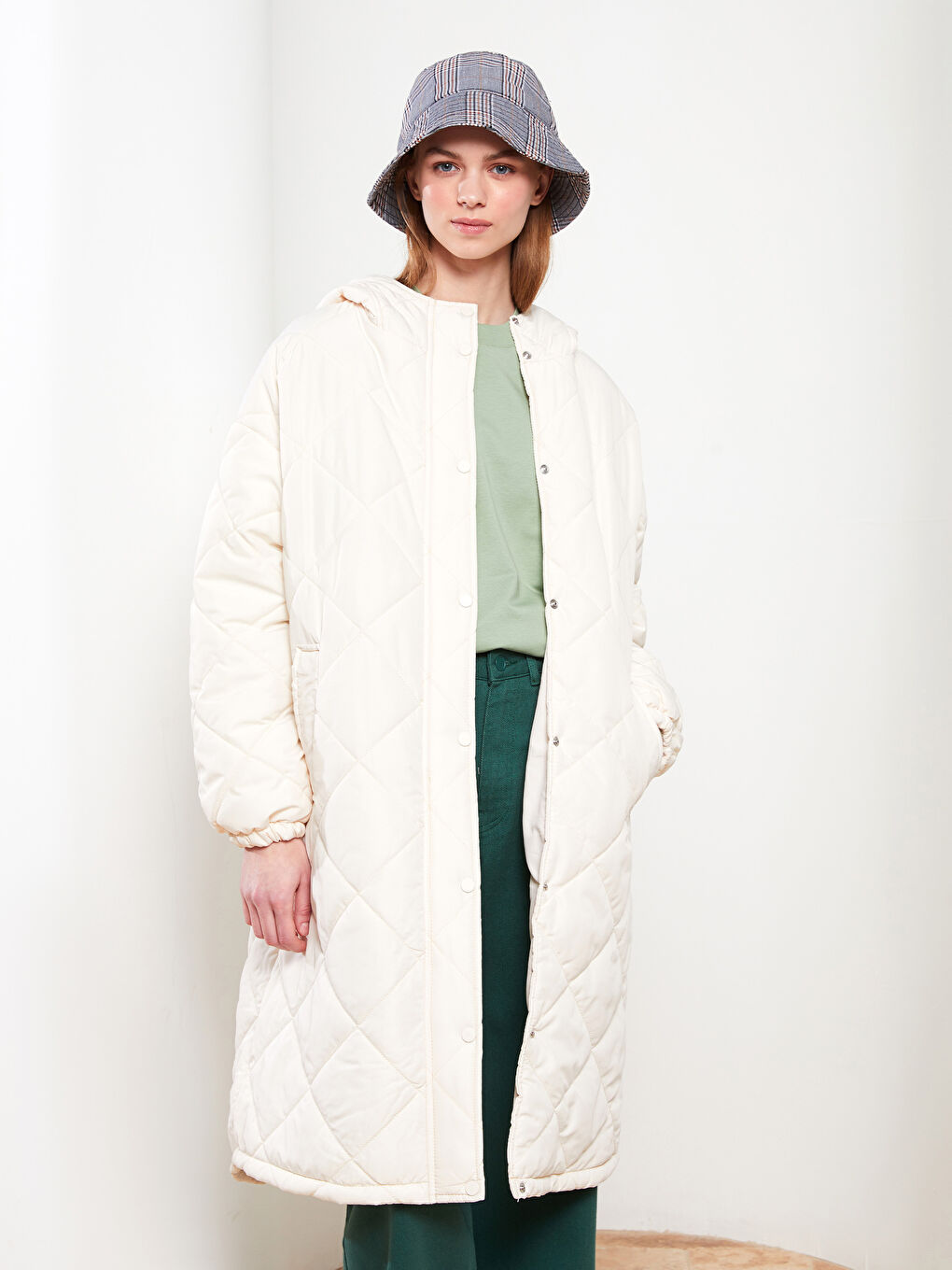Hooded Quilted Patterned Long Sleeve Women's Puffer-2