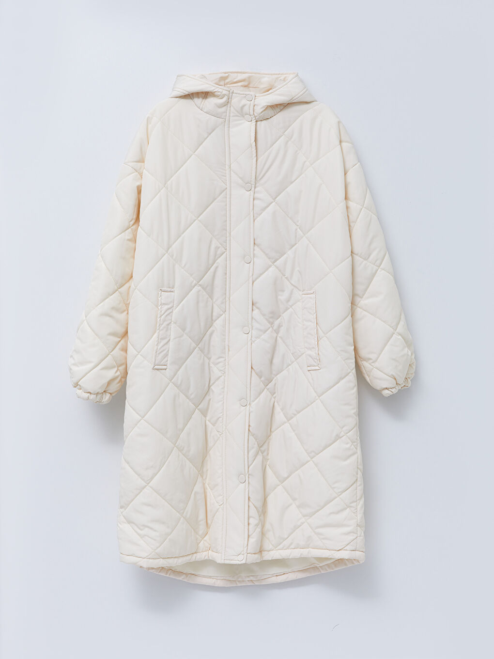 Hooded Quilted Patterned Long Sleeve Women's Puffer-6