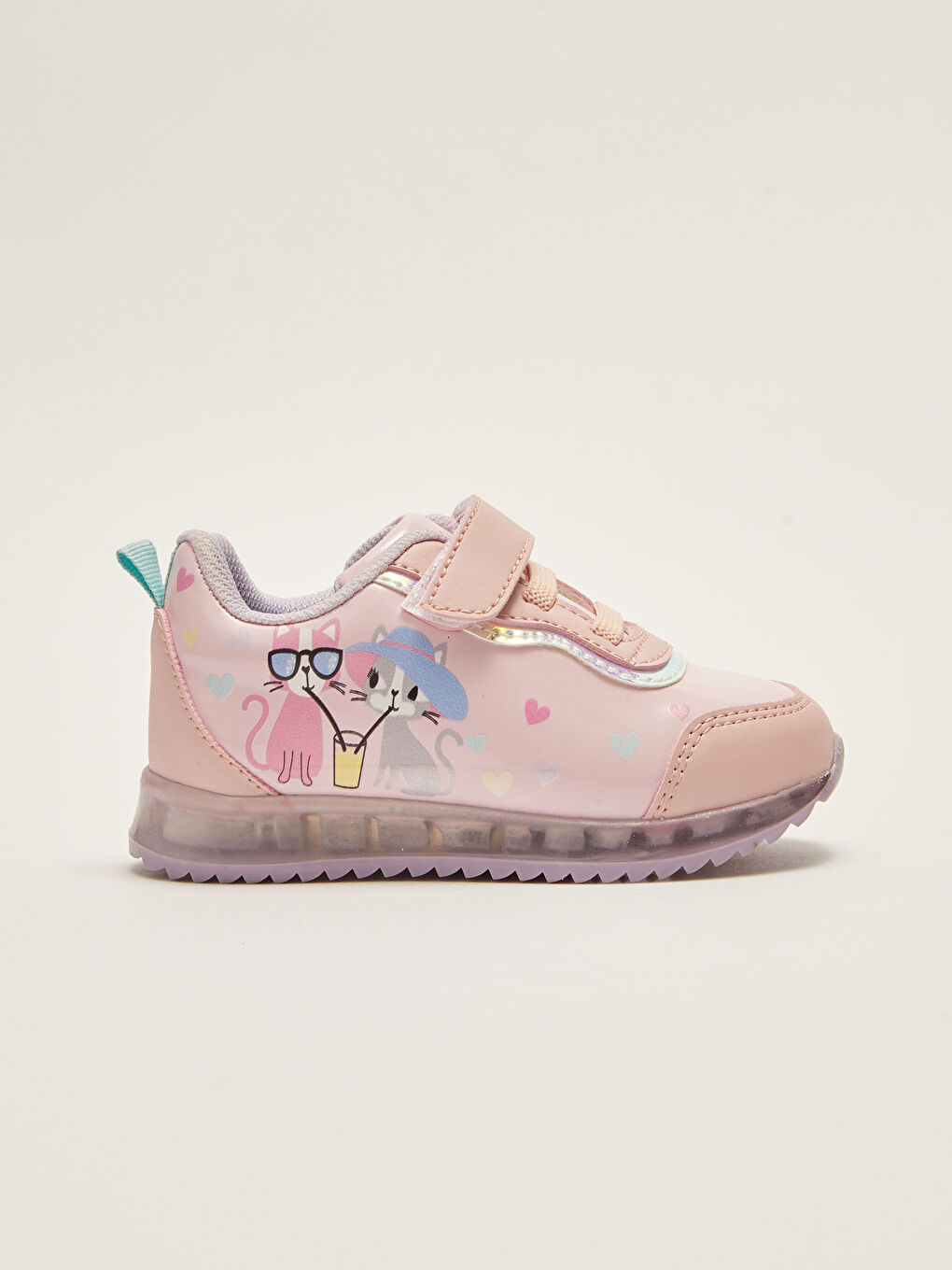 Pembe Işıklı Baskılı Kız Bebek Spor Ayakkabı-2