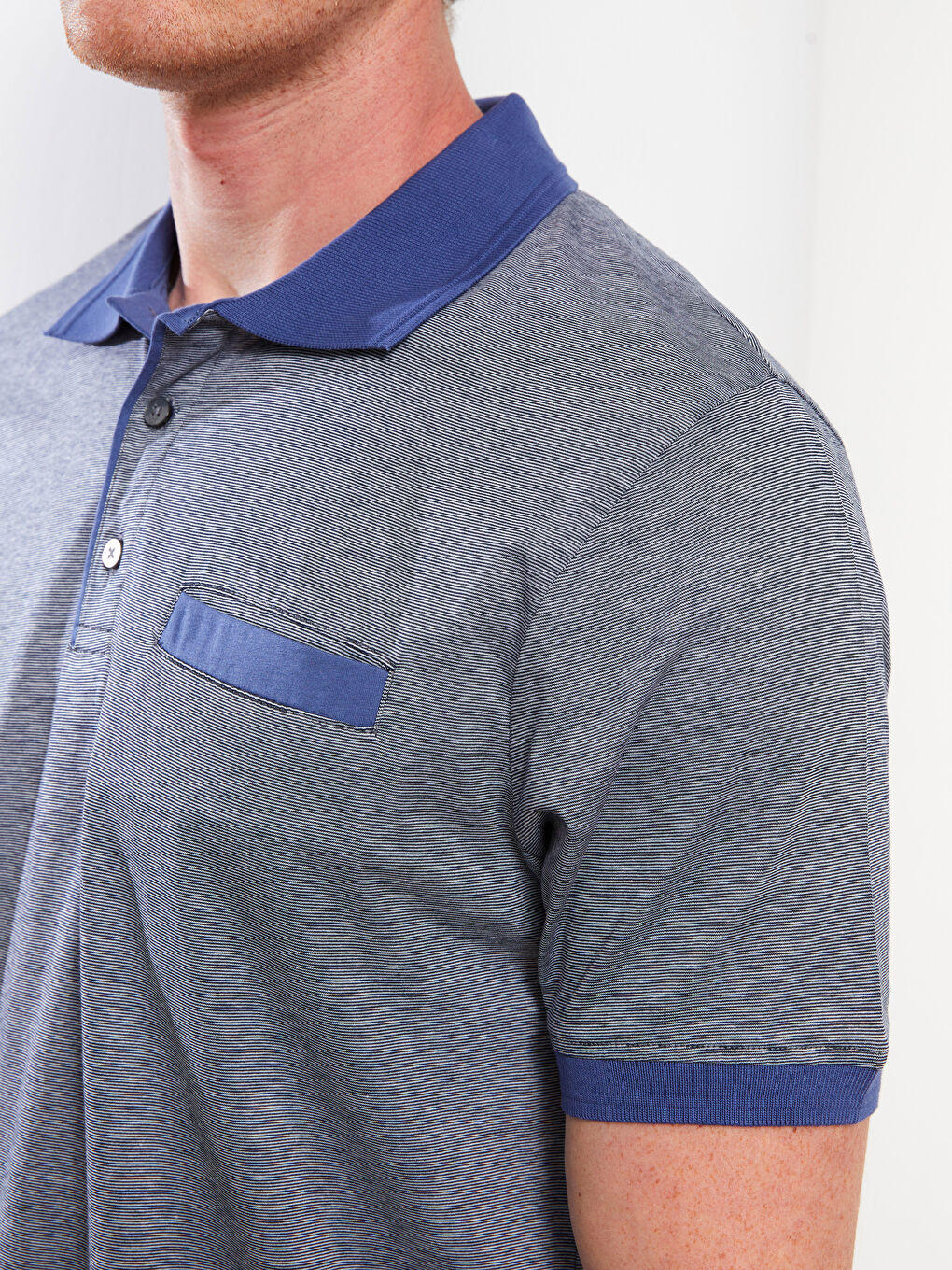 تي شيرت رجالي بياقة بولو كم قصير مخطط جيرسي-3