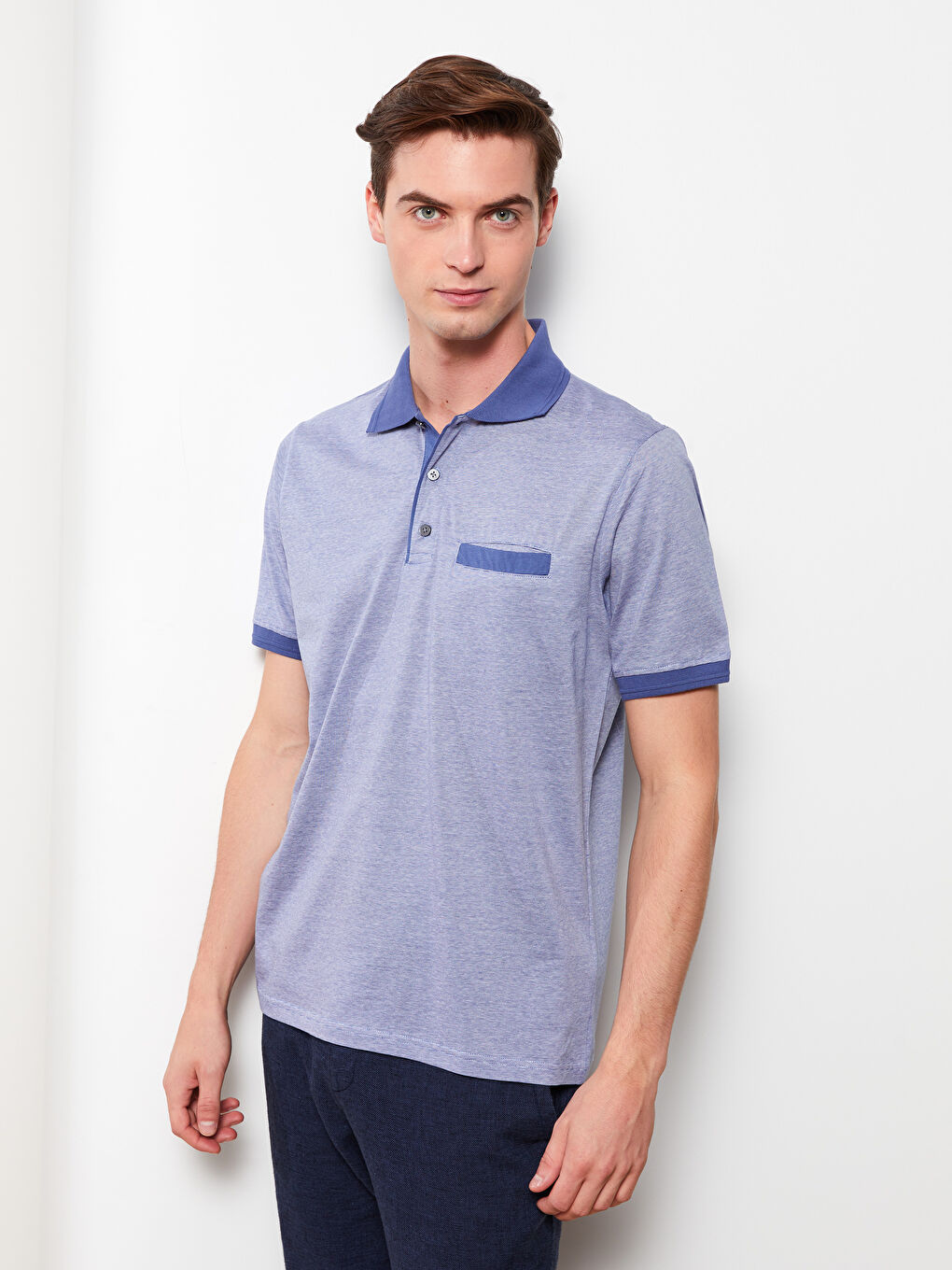 Polo Neck Short Sleeve Striped Jersey Men's T-Shirt-1