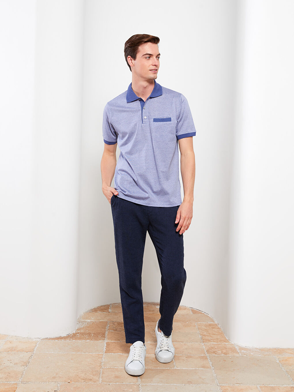 Polo Neck Short Sleeve Striped Jersey Men's T-Shirt-2