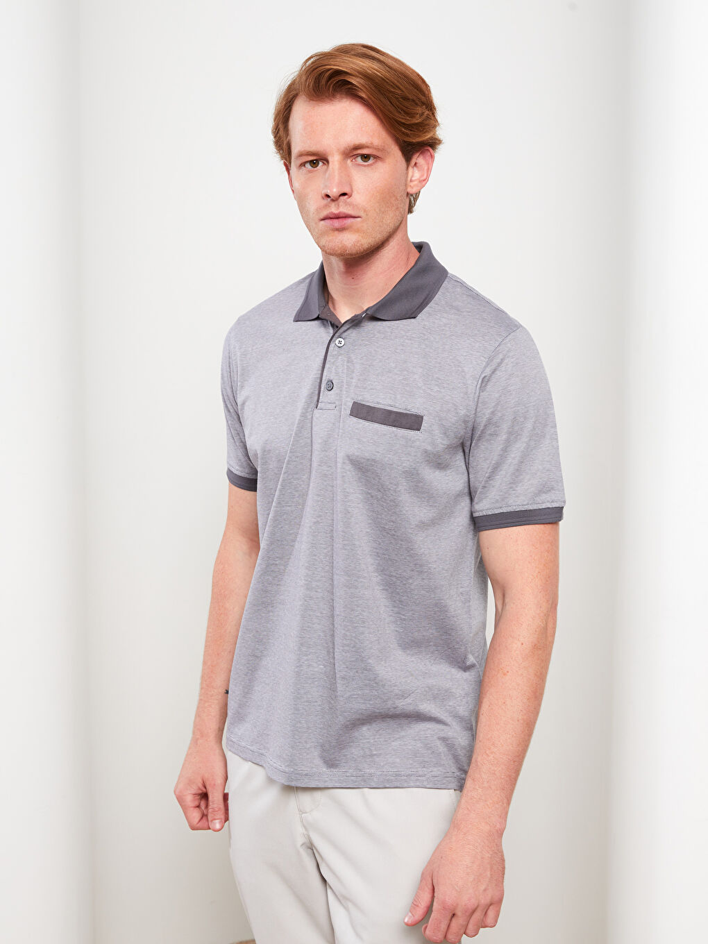 Polo Neck Short Sleeve Striped Jersey Men's T-Shirt-2