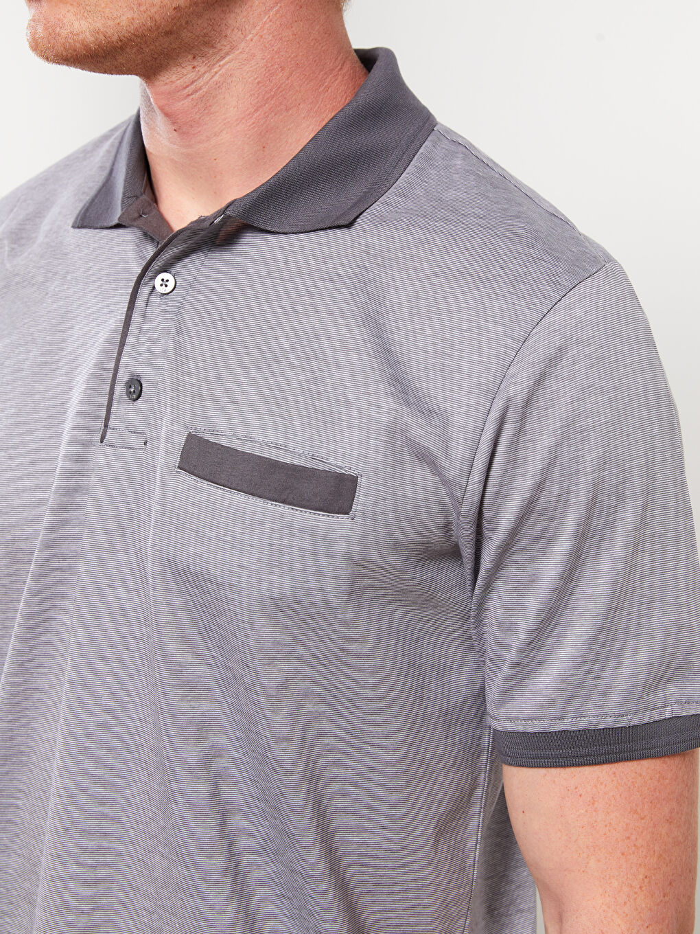 Polo Neck Short Sleeve Striped Jersey Men's T-Shirt-3