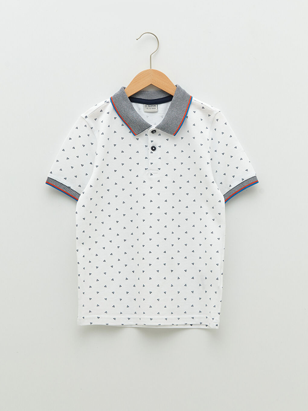 Mavi Polo Yaka Baskılı Kısa Kollu Pamuklu Erkek Çocuk Tişört-1