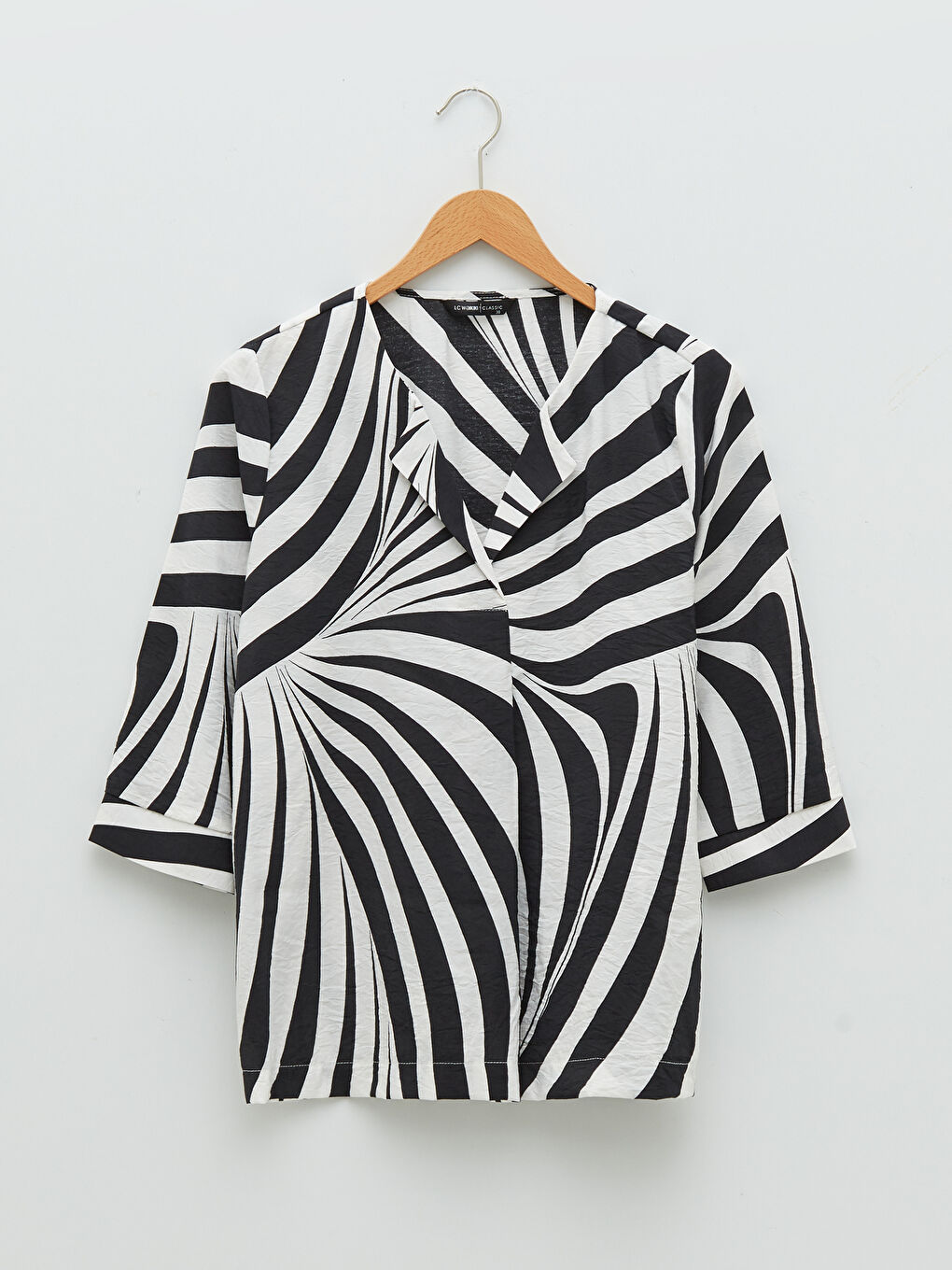 Notch Neck Patterned Women's Blouse-5