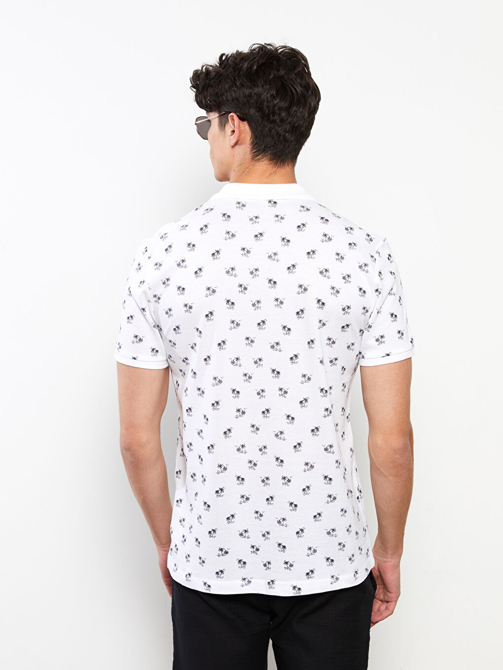 Polo Neck Short Sleeve Patterned Pique Men's T-Shirt-4