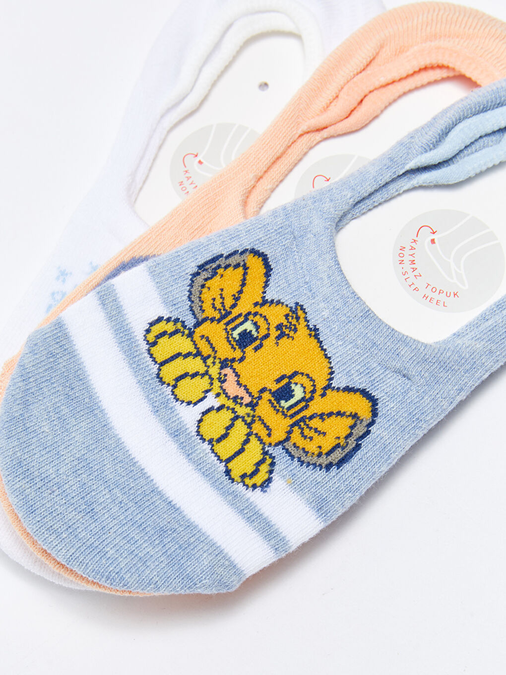 Yeşil Aslan Kral Baskılı Kadın Babet Çorap 3'lü Paket-3