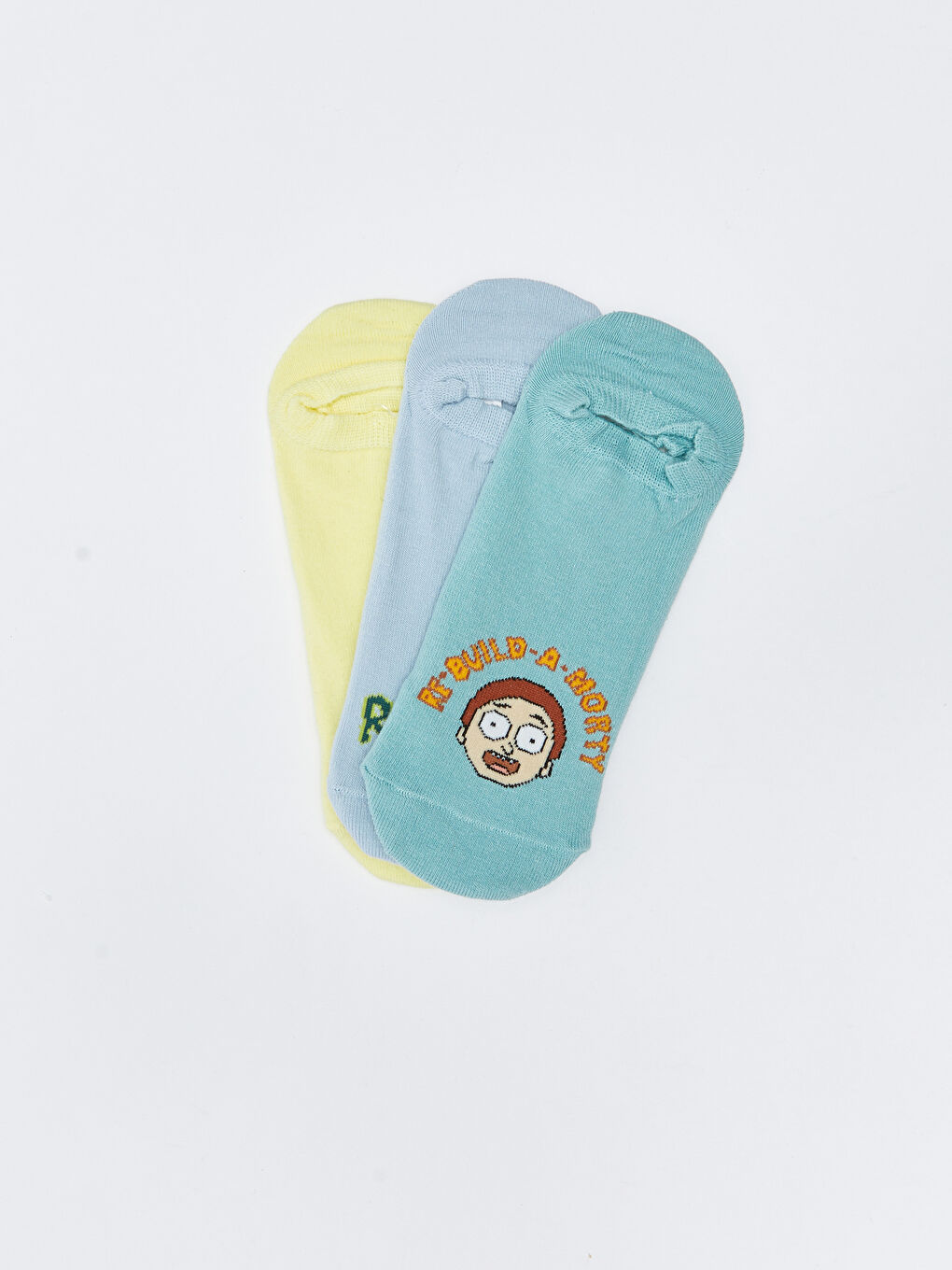 Yeşil Rick and Morty Baskılı Kadın Patik Çorap 3'lü Paket-1