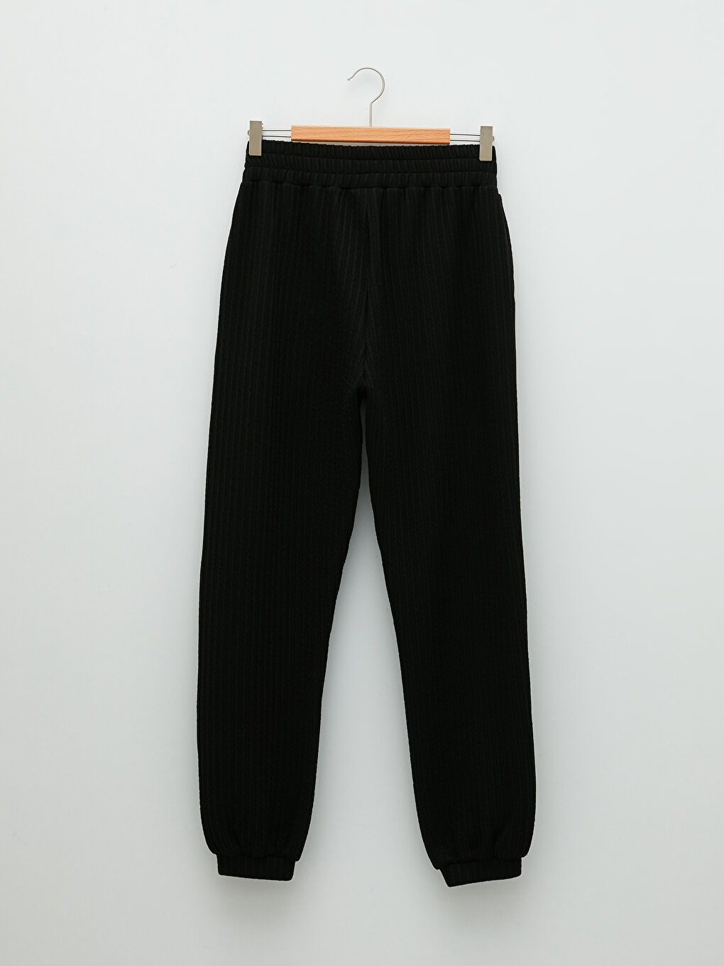 Siyah Kadın Beli Lastikli Düz Jogger Eşofman Altı-6