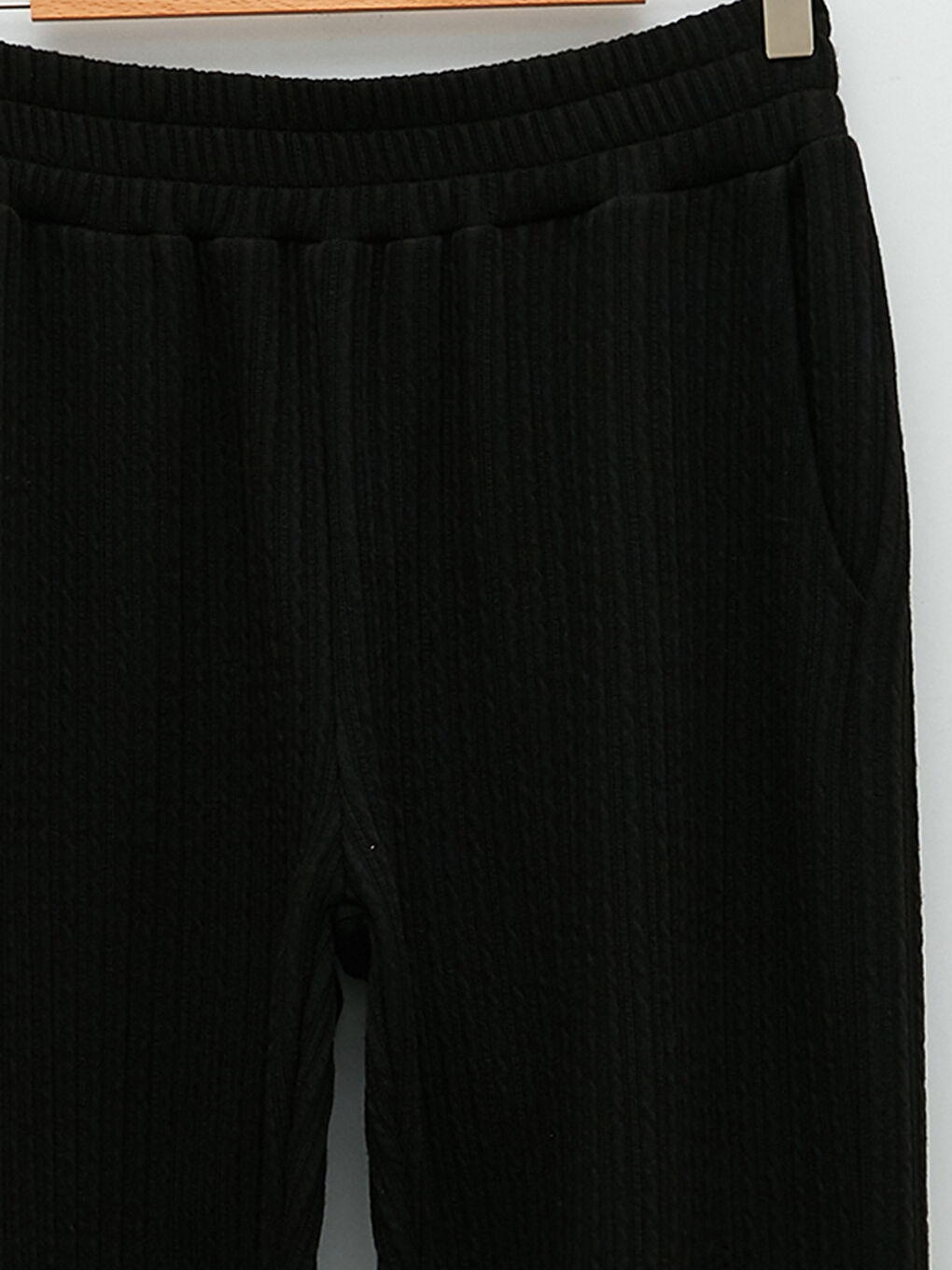 Siyah Kadın Beli Lastikli Düz Jogger Eşofman Altı-7