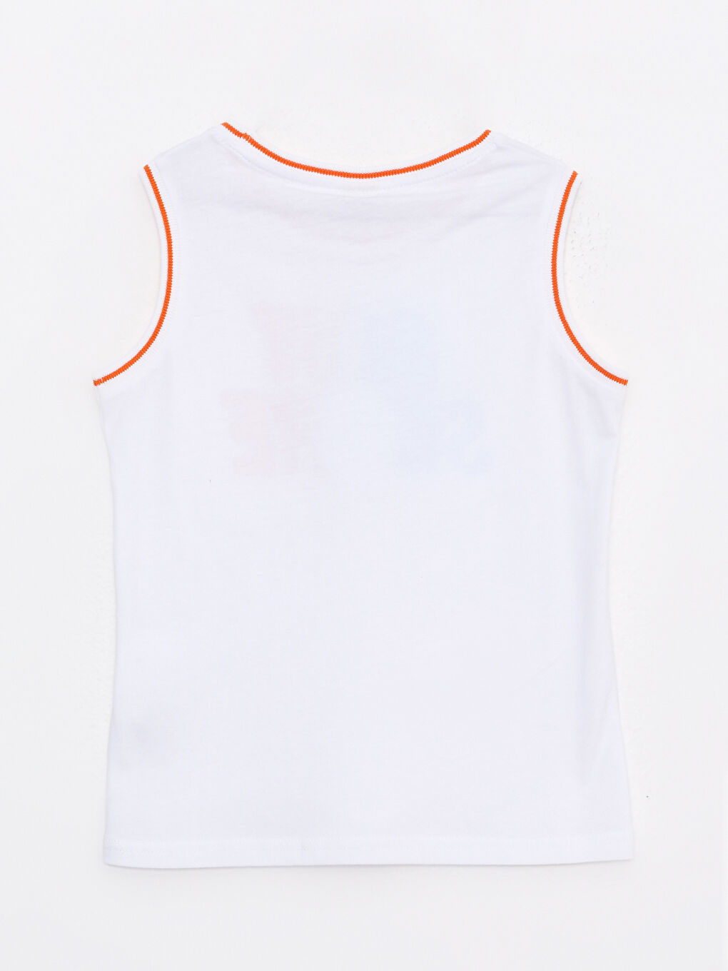 Beyaz Bisiklet Yaka Baskılı Pamuklu Erkek Çocuk Atlet-1