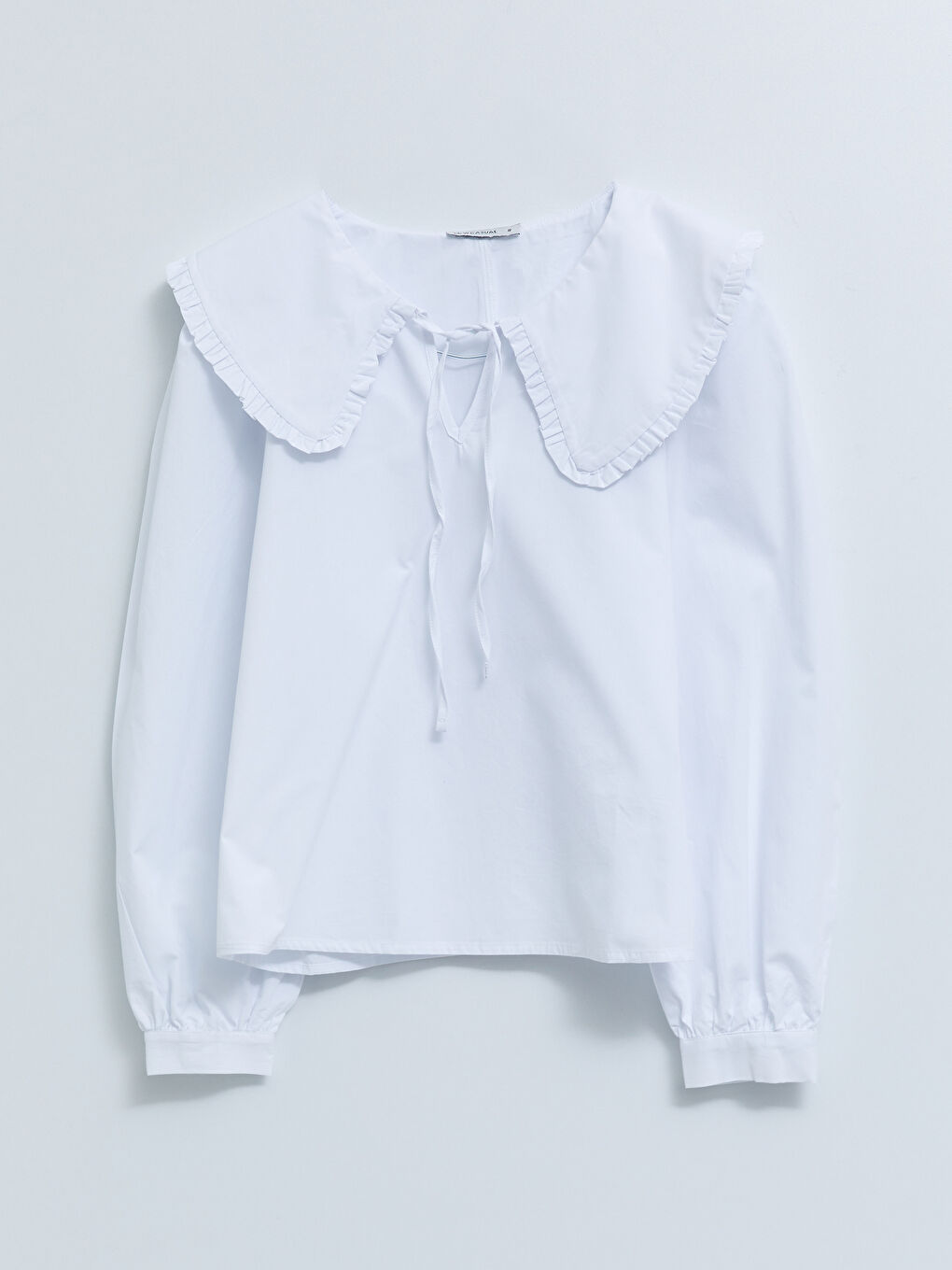 بلوزة ياقة بيبي كم طويل بوبلين للسيدات-4