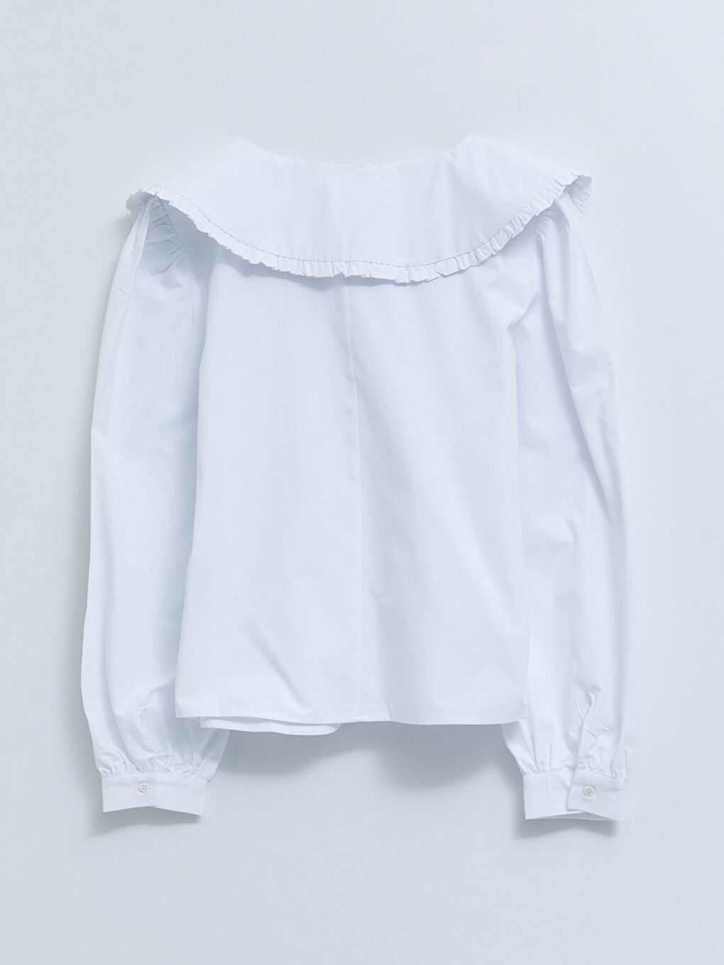 بلوزة ياقة بيبي كم طويل بوبلين للسيدات-5