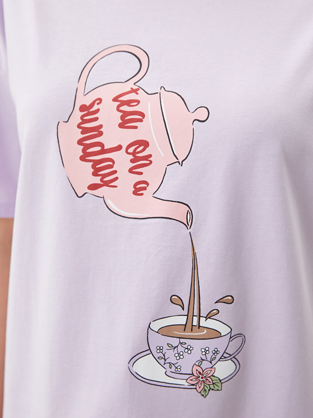 Crew Neck Printed Short Sleeve Cotton Women's Pajama Set-3