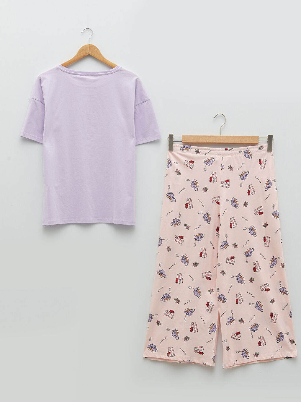 Crew Neck Printed Short Sleeve Cotton Women's Pajama Set-6