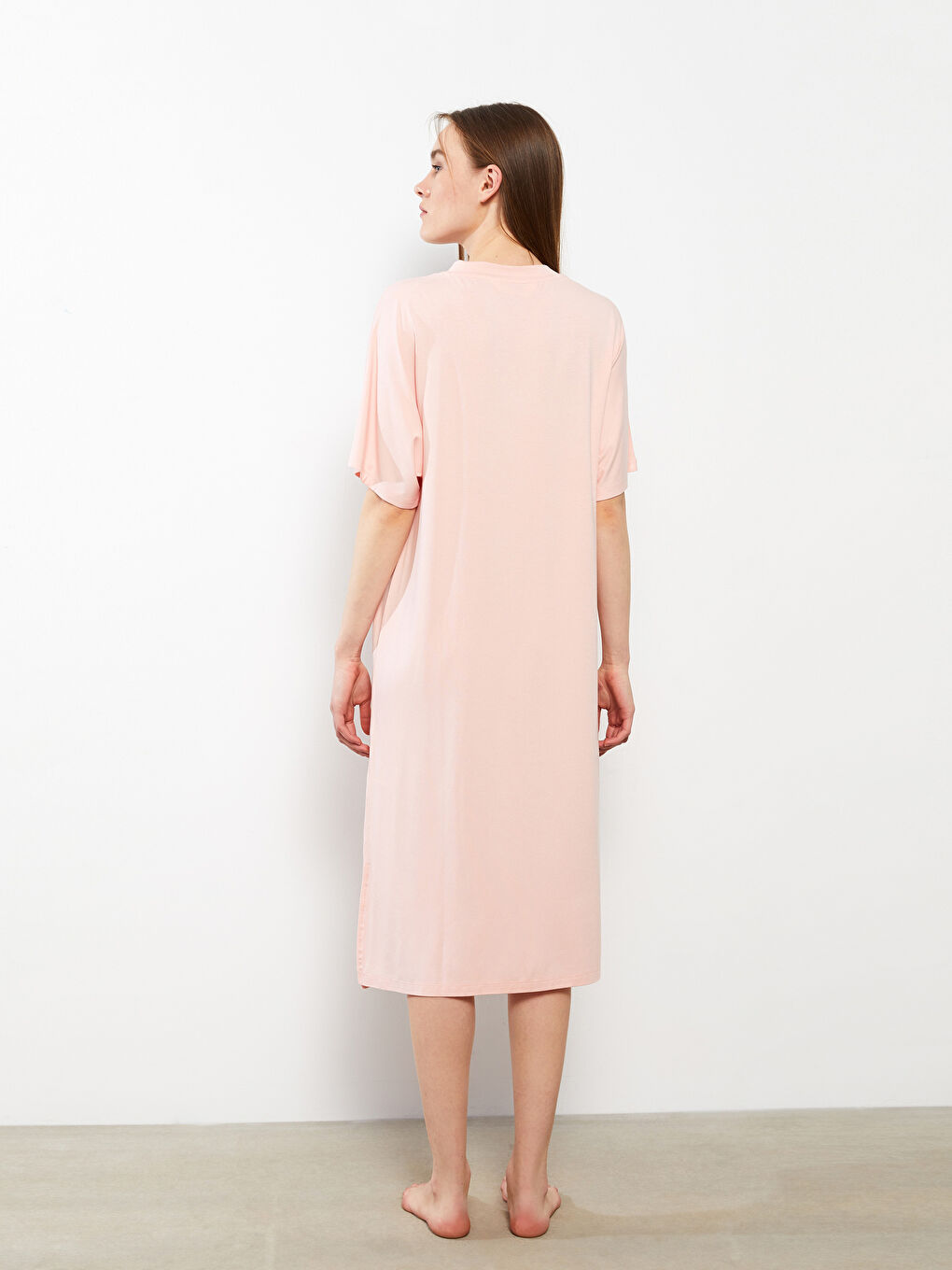 V-Neck Plain Short Sleeve Women's Nightdress -S2ED71Z8-FXW