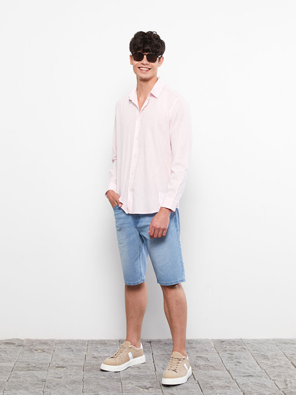 Pembe Regular Fit Uzun Kollu Poplin Erkek Gömlek-2