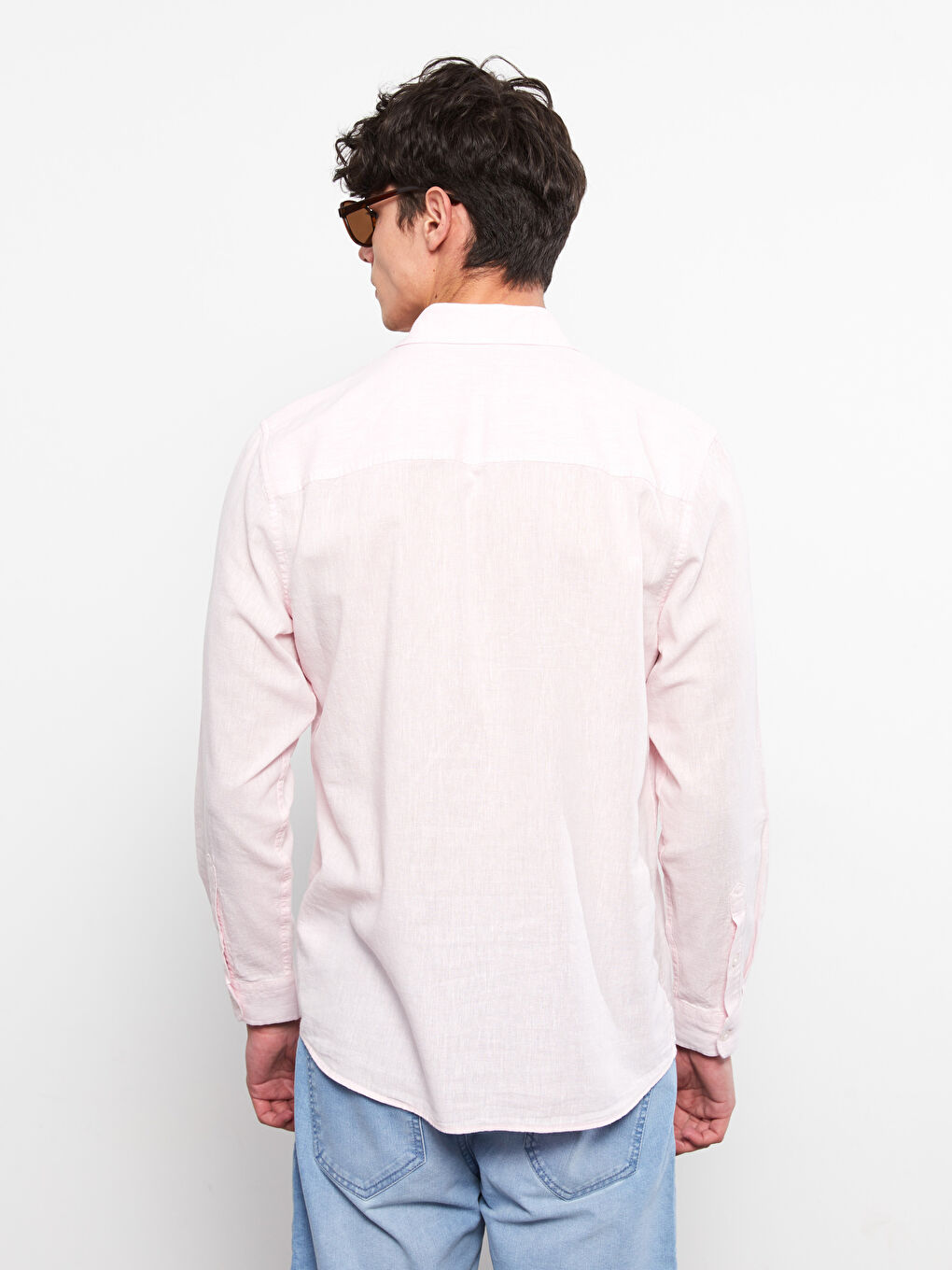 Pembe Regular Fit Uzun Kollu Poplin Erkek Gömlek-4