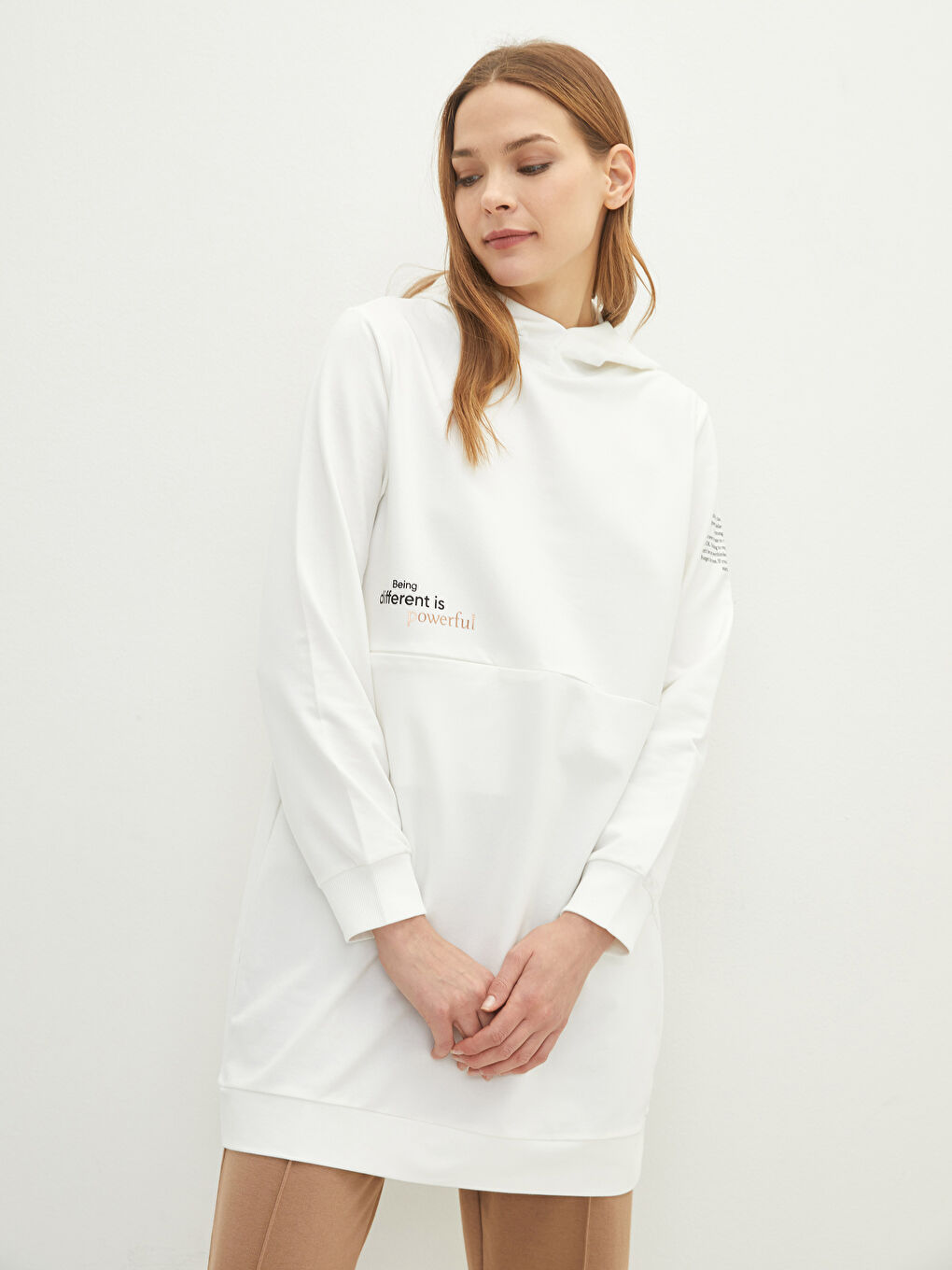 Hooded Letter Printed Long Sleeve Women's Sweatshirt Tunic