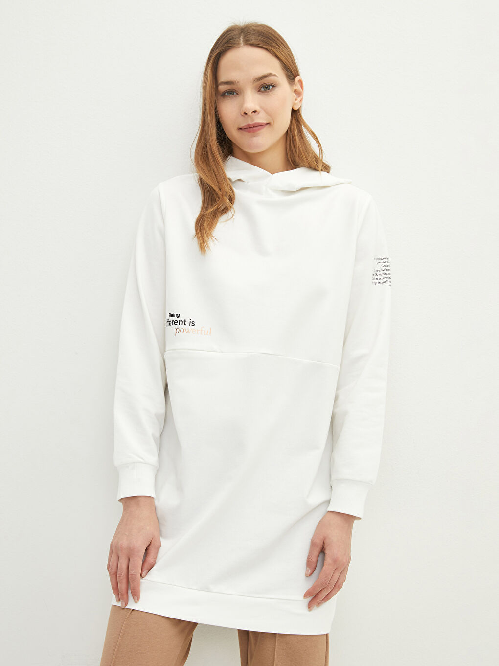 Hooded Letter Printed Long Sleeve Women's Sweatshirt Tunic-1