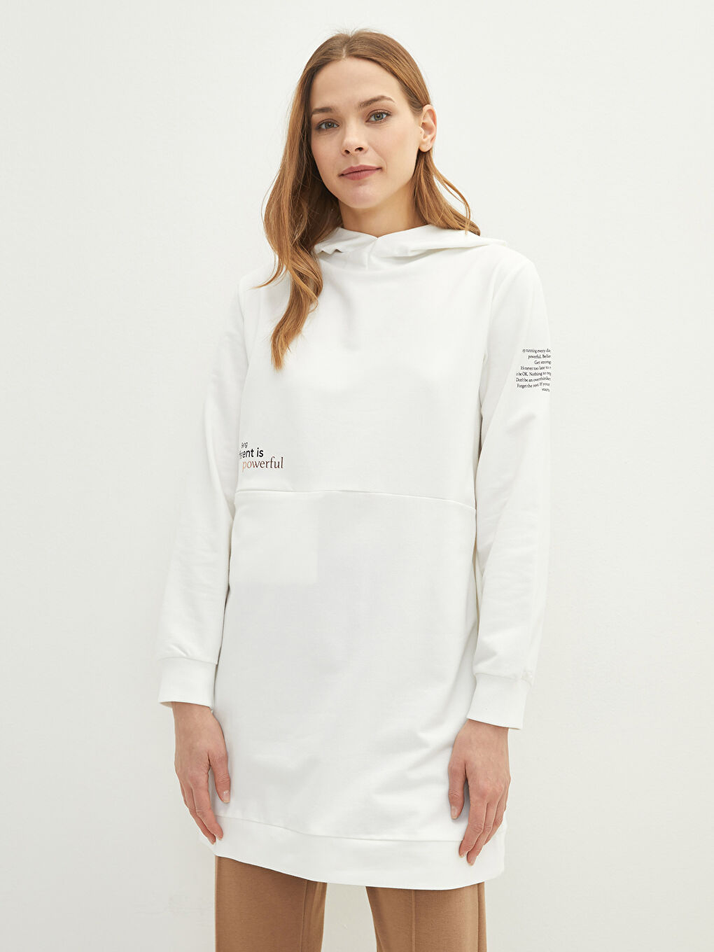 Hooded Letter Printed Long Sleeve Women's Sweatshirt Tunic-2