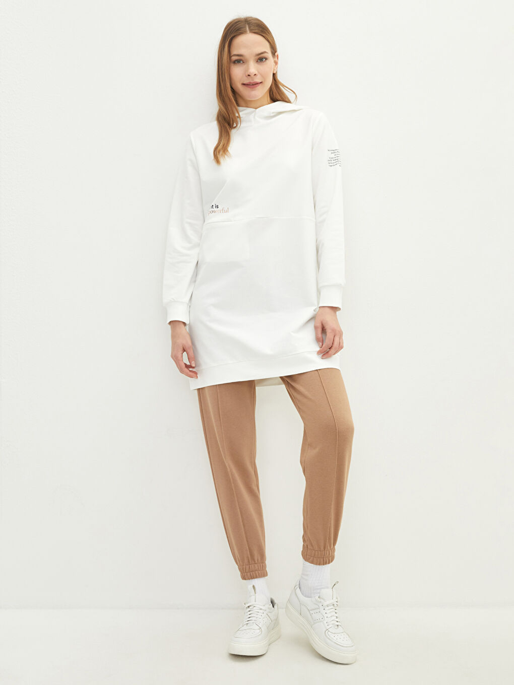 Hooded Letter Printed Long Sleeve Women's Sweatshirt Tunic-3