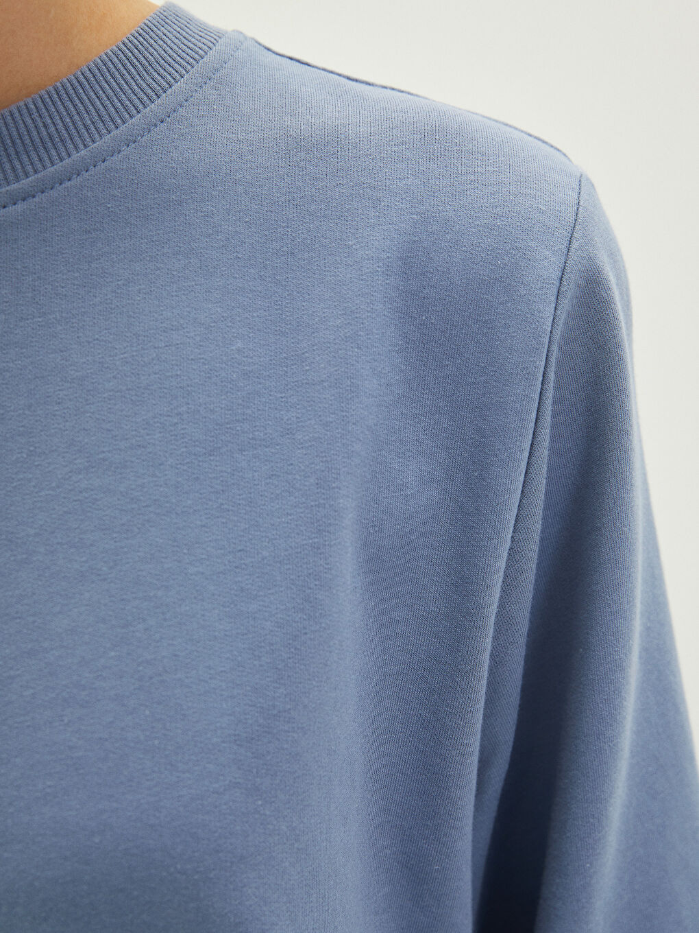 Crew Neck Plain Long Sleeve Women's Sweatshirt Tunic-2