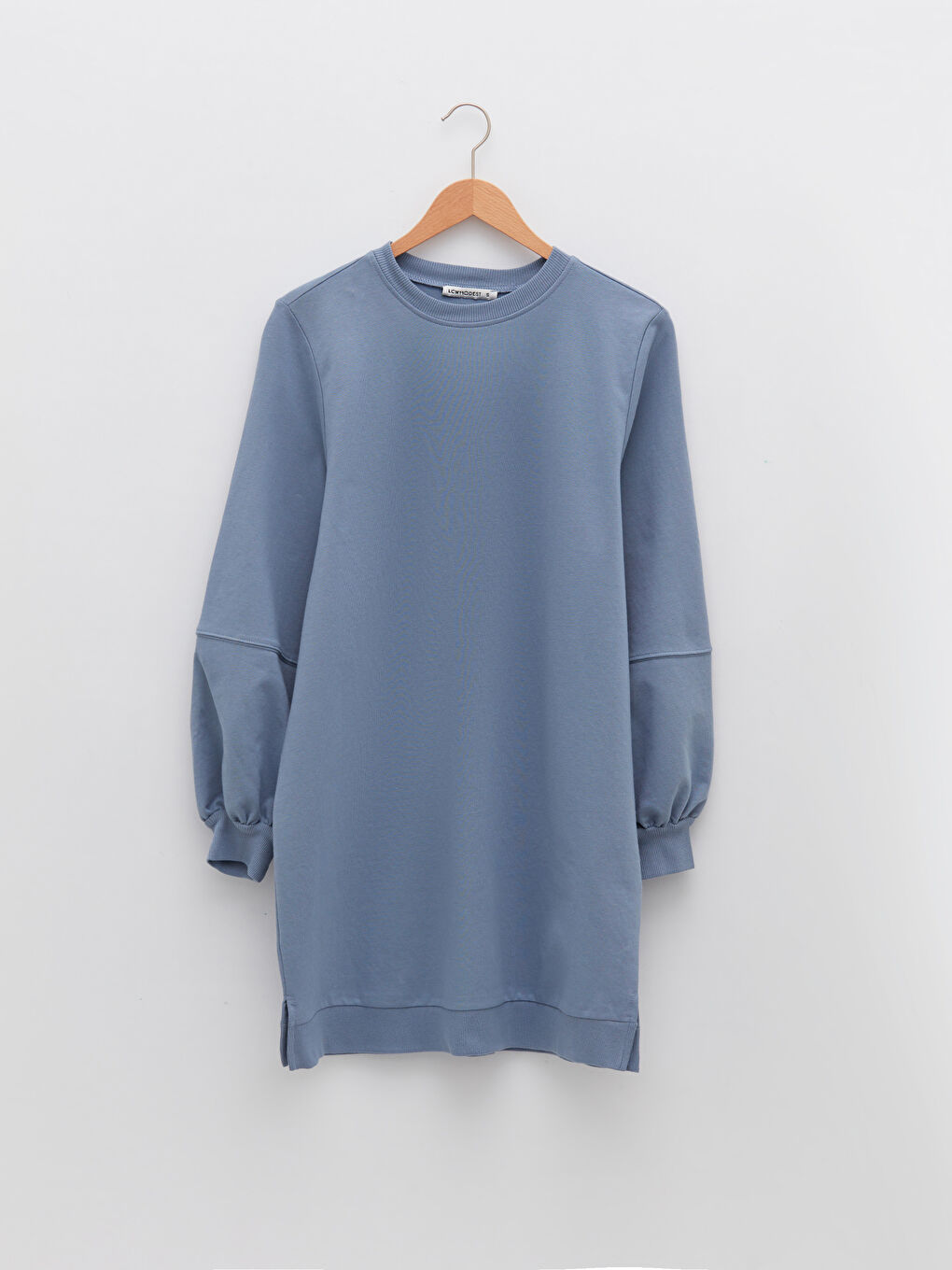 Crew Neck Plain Long Sleeve Women's Sweatshirt Tunic-4