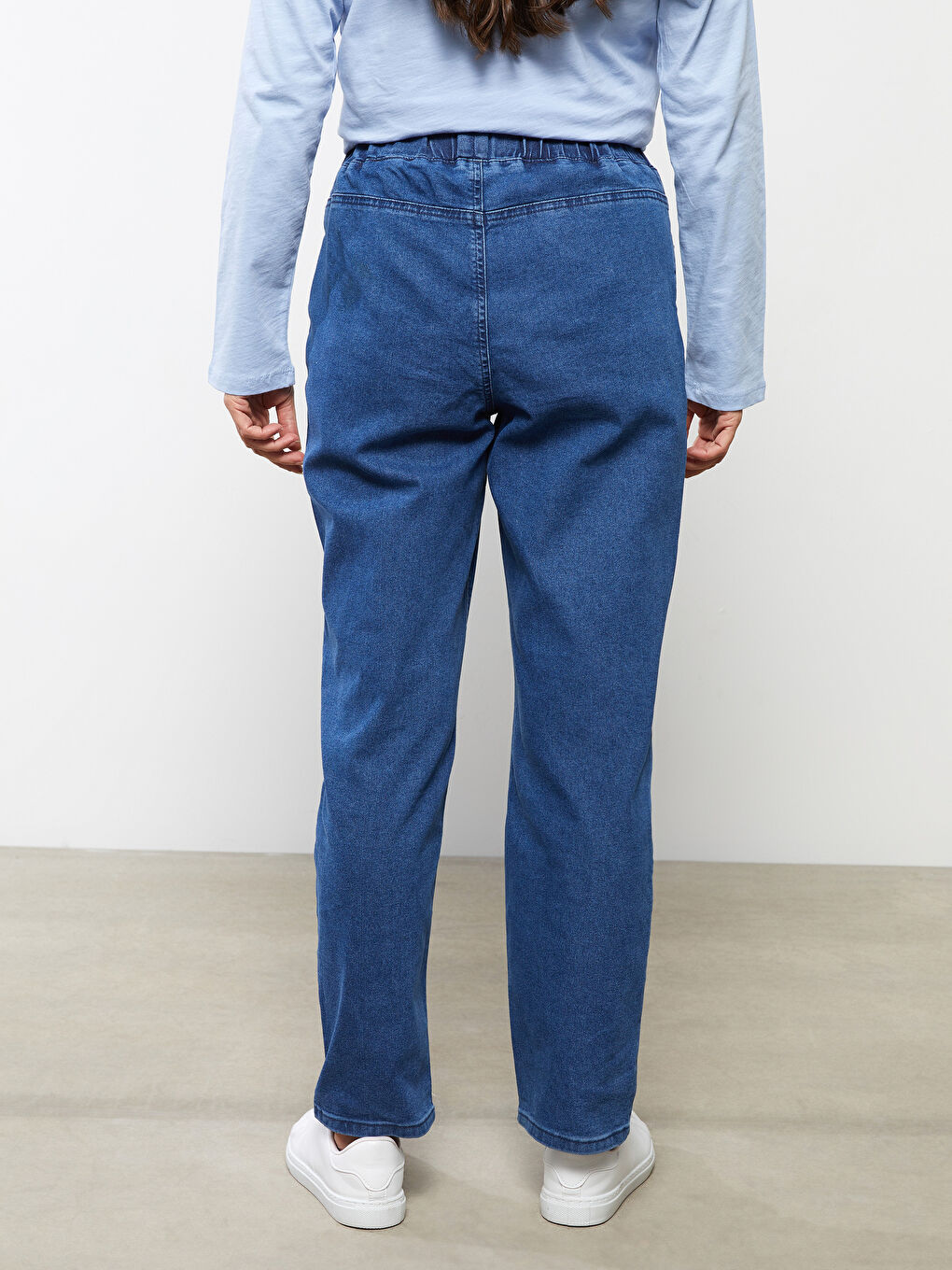 Elastic Waist Mercury Skinny Fit Straight Pocket Detailed Women's Jean Trousers-4