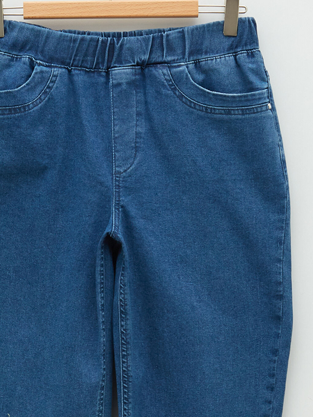 Elastic Waist Mercury Skinny Fit Straight Pocket Detailed Women's Jean Trousers-7