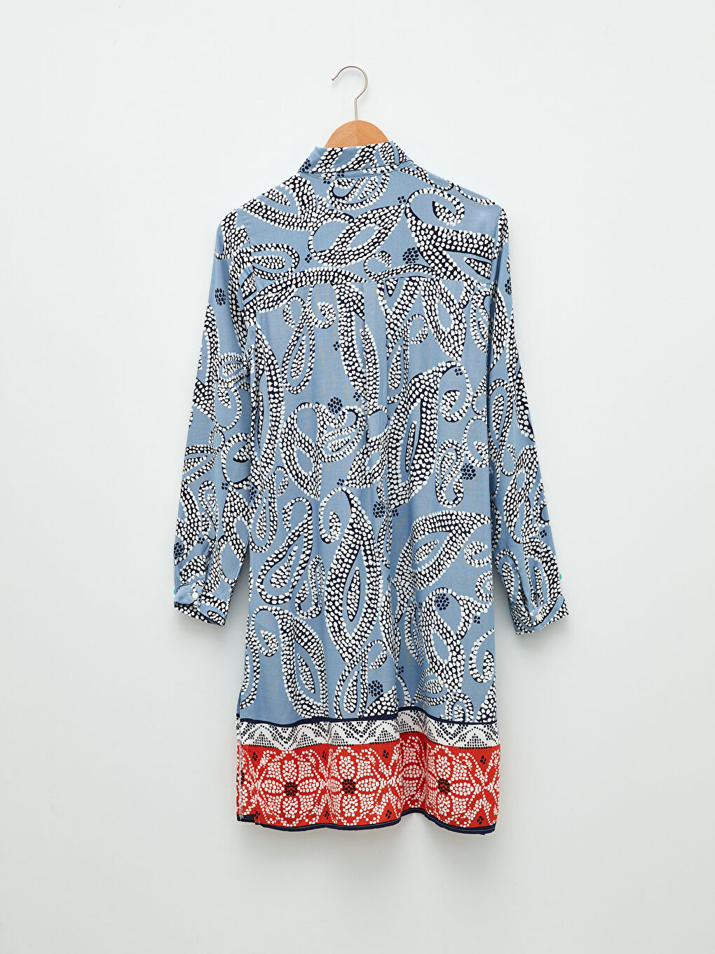 قميص تونيك نسائي كم طويل مطبوع فيسكوز-5