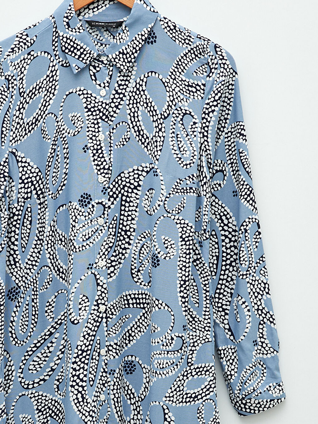 قميص تونيك نسائي كم طويل مطبوع فيسكوز-6